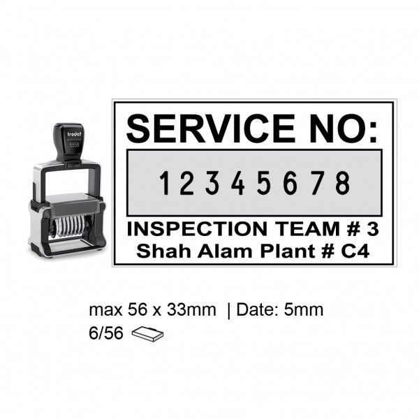 Heavy Duty Self Inking Numberer Stamp 8 Digit , 5558P4/PL , 56x33mm , 5mm